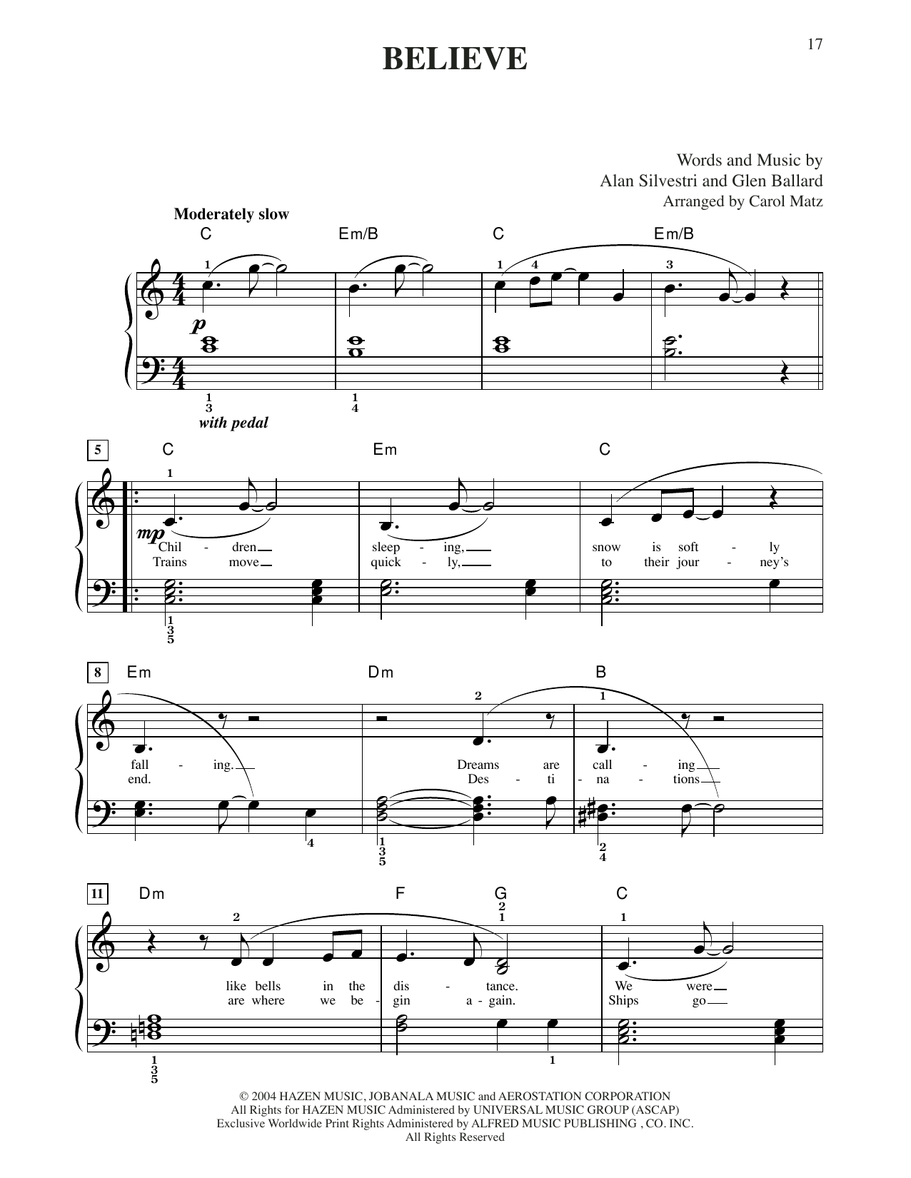 Product picture to: Believe (from The Polar Express) (arr. Carol Matz)
