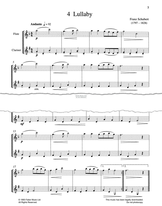 Product gallery: Page 1 of 1 Lullaby, Franz Schubert