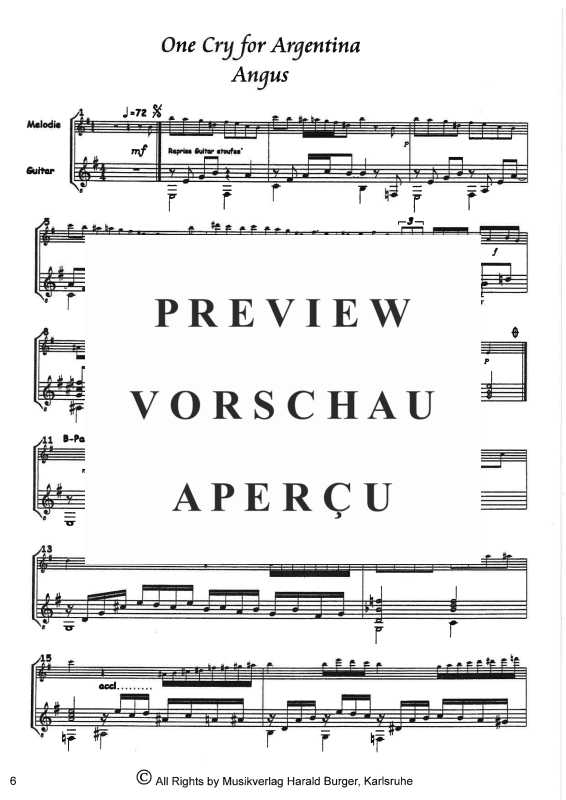 gallery: One Cry For Argentina - Suite für Melodieinstrument & Gitarre, , A-Klarinette und Gitarre - Partitur