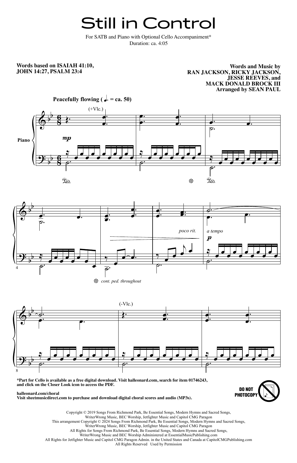 Product picture to: Still In Control (arr. Sean Paul)