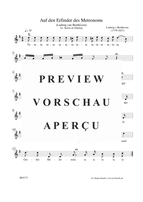 gallery: Auf den Erfinder des Metronoms, , Gemischter Chor SATB Kanon im Einklang