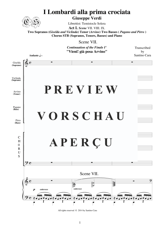Produktgalerie: Seite 2 von 11 I Lombardi - (Act 1- Scenes VII-VIII-IX), , Gemischter Chor, Soli und Klavier