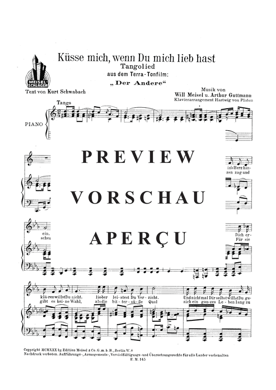 Produktgalerie: Seite 3 von 3 Küsse mich, wenn Du mich lieb hast, , Klavier und Gesang
