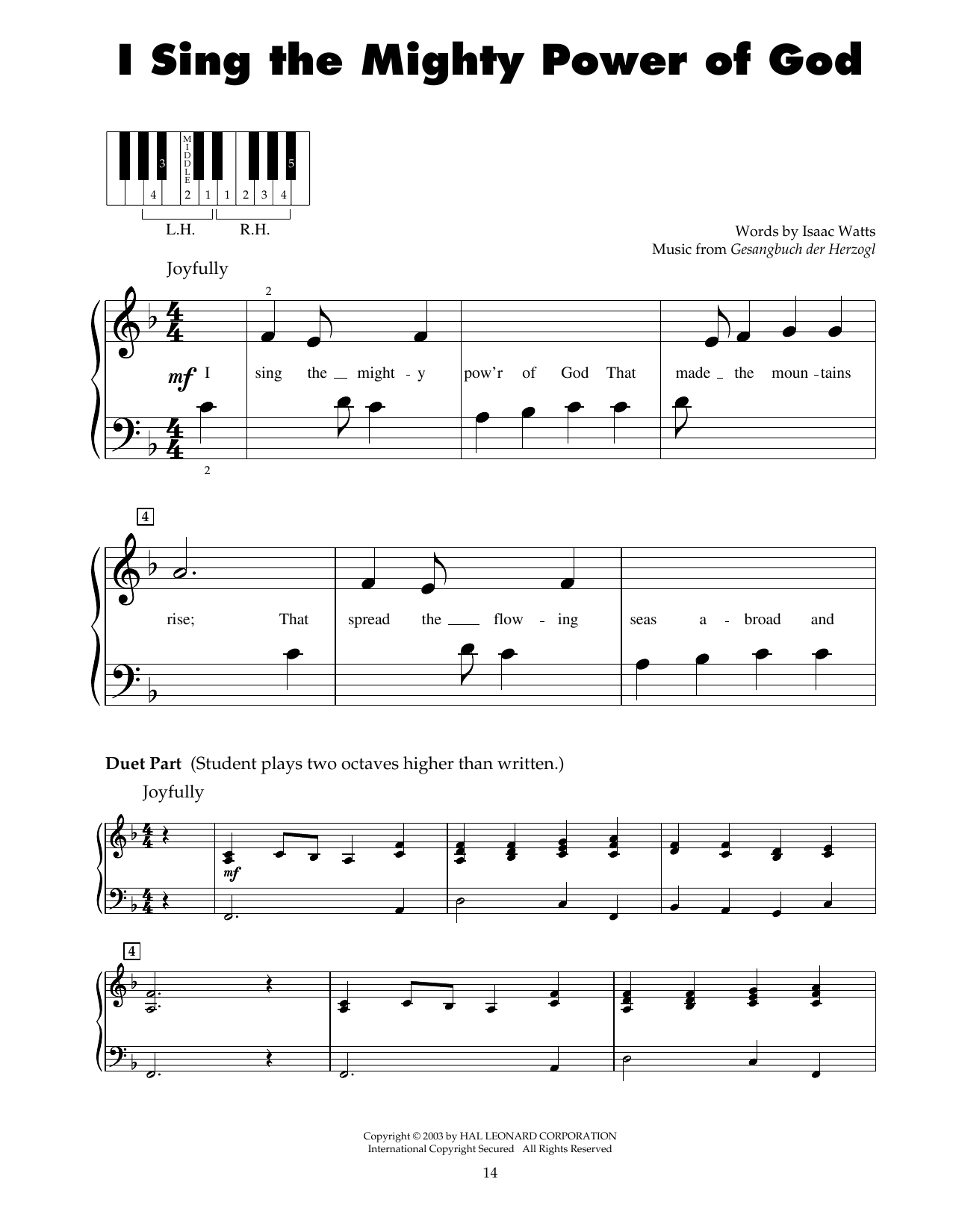 Product gallery: Page 1 of 1 I Sing The Mighty Power Of God, Isaac Watts