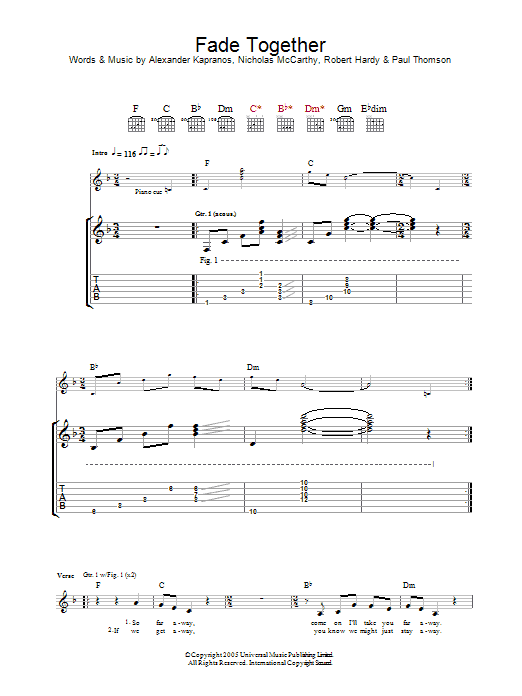Produktgalerie: Seite 1 von 1 Fade Together, Franz Ferdinand, Gitarre