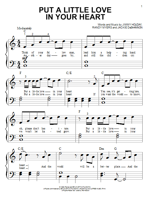 Produktgalerie: Seite 1 von 1 Put A Little Love In Your Heart, Jackie DeShannon, Klavier