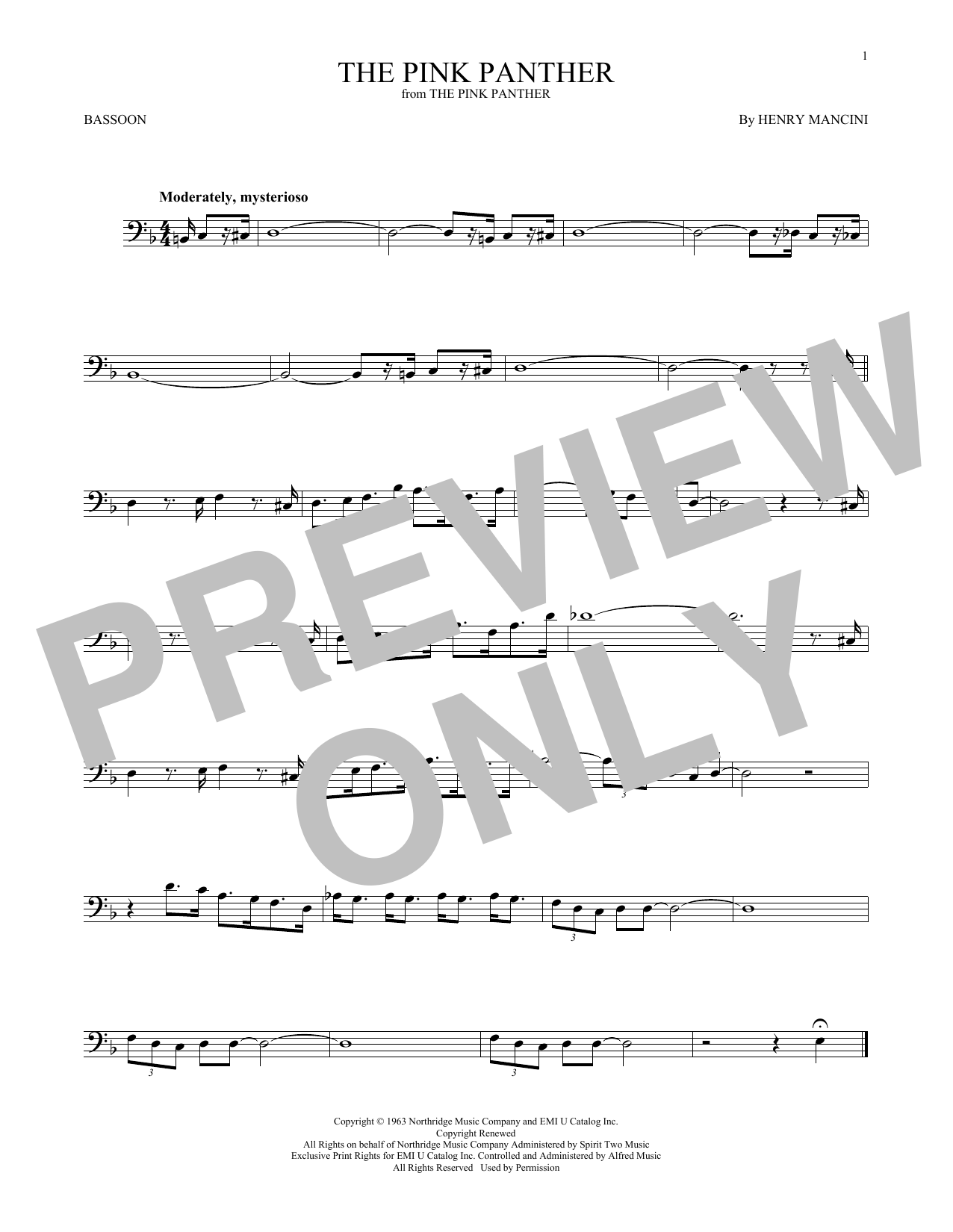 Produktgalerie: Seite 1 von 1 The Pink Panther, Henry Mancini, Fagott