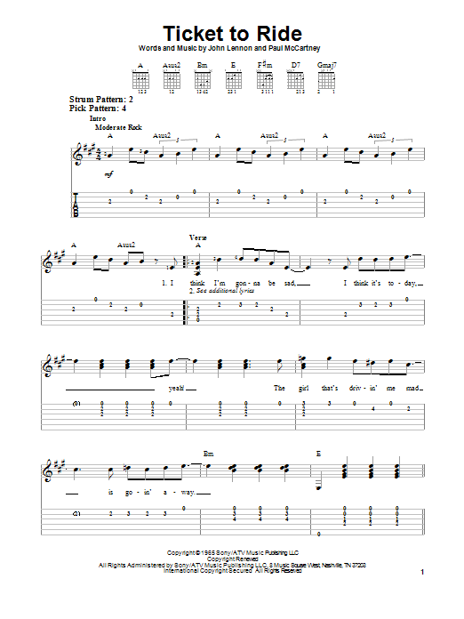 Product gallery: Page 1 of 1 Ticket To Ride, The Beatles