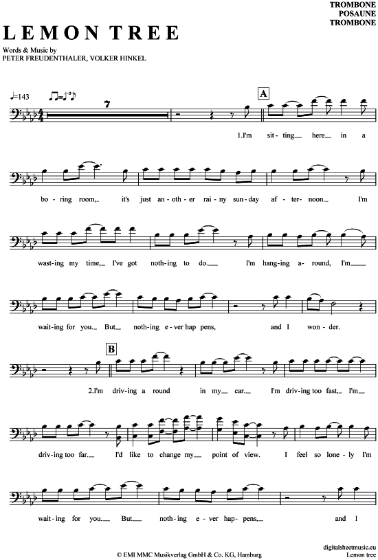 Product gallery: Page 1 of 4 Lemon Tree , , (Posaune / Bariton)