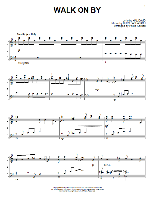 Product picture to: Walk On By (arr. Phillip Keveren)