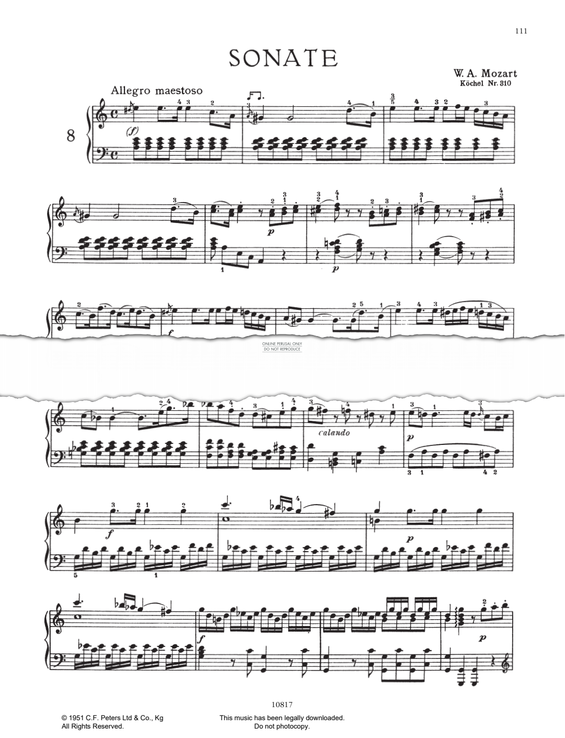 Produktgalerie: Seite 1 von 1 Piano Sonata No. 8 In A Minor K310, Wolfgang Amadeus Mozart, Klavier