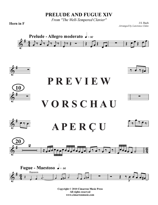Produktgalerie: Seite 12 von 15 Prelude und Fugue XIV , , (Holzbläser-Quintett)