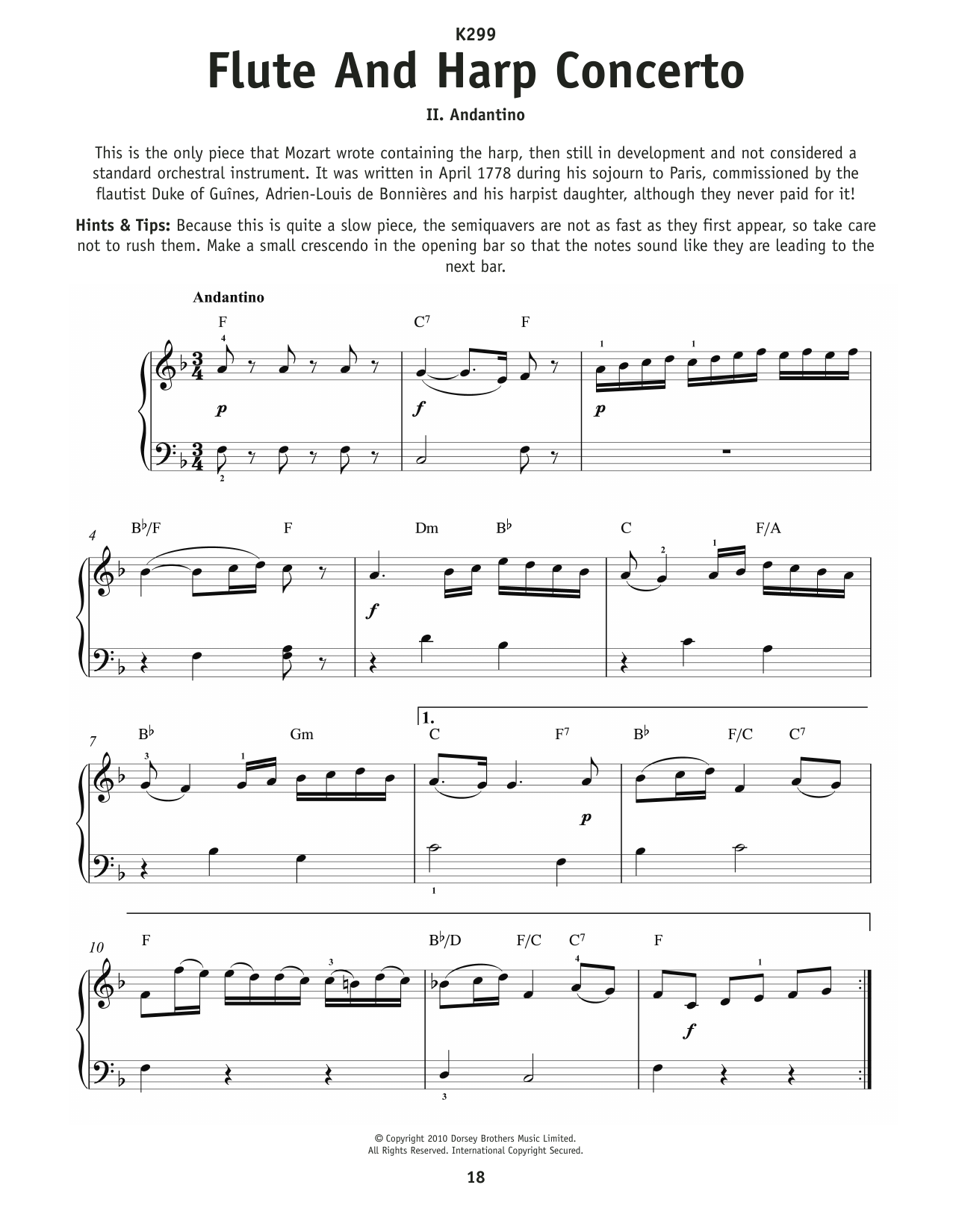 Product picture to: Concerto For Flute And Harp, K. 299, 2nd Movement