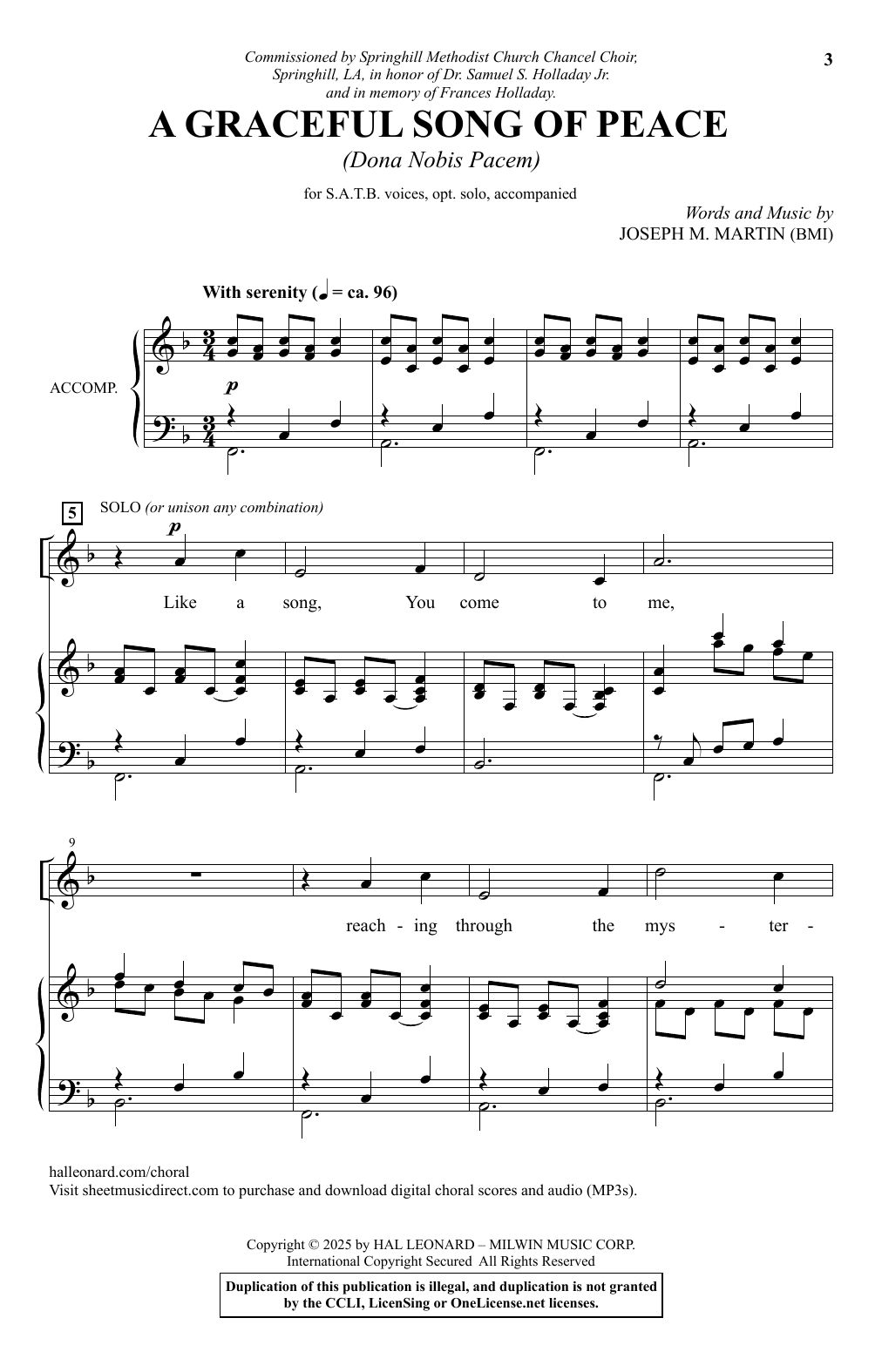 Produktgalerie: Seite 1 von 1 A Graceful Song Of Peace (Dona, Nobis, Pacem), Joseph M. Martin, Chor