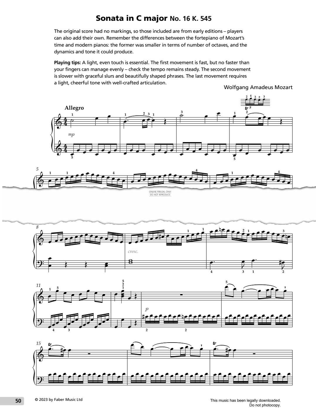 Product gallery: Page 1 of 1 Sonata In C Major No.16 K545, Wolfgang Amadeus Mozart