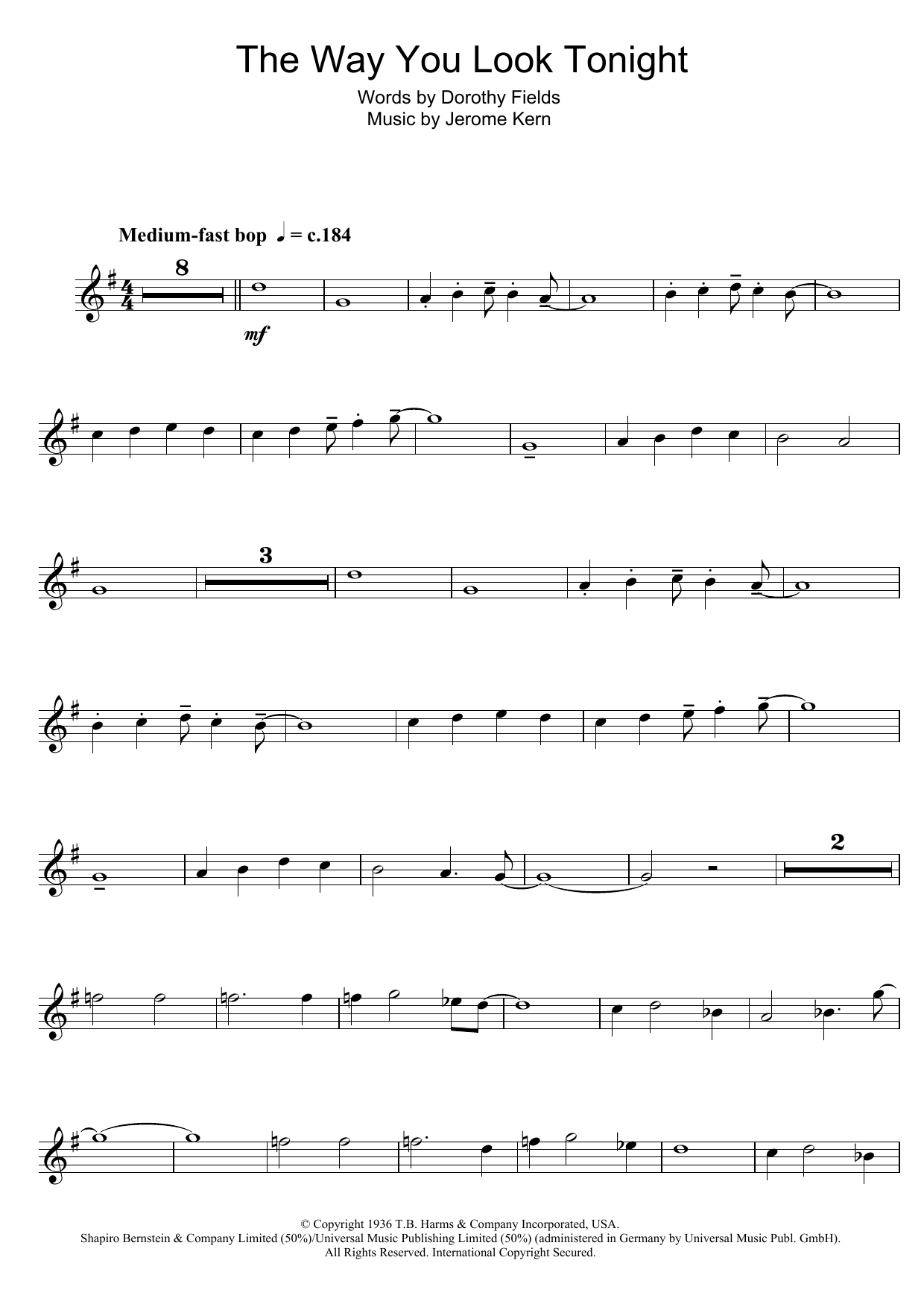 Product gallery: Page 1 of 1 The Way You Look Tonight, Jerome Kern