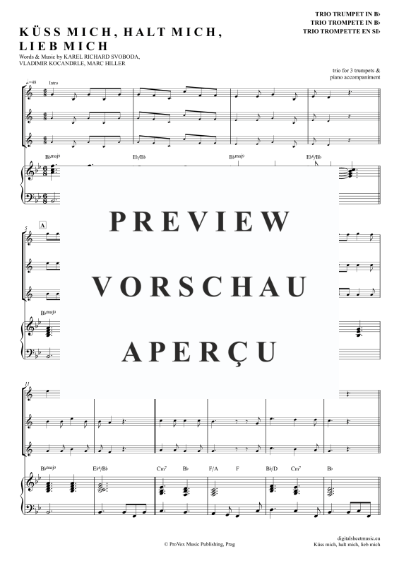 Produktgalerie: Seite 2 von 11 Küss Mich, Halt Mich, Lieb Mich, Egli, Beatrice, (Trompeten Trio + Klavier)