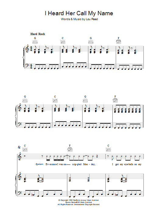 Produktgalerie: Seite 1 von 1 I Heard Her Call My Name, Lou Reed, Gesang, Gitarre, Klavier