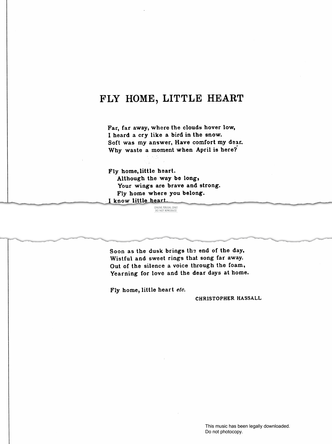 Produktbild zu: Fly Home, Little Heart (from 'King's Rhapsody')