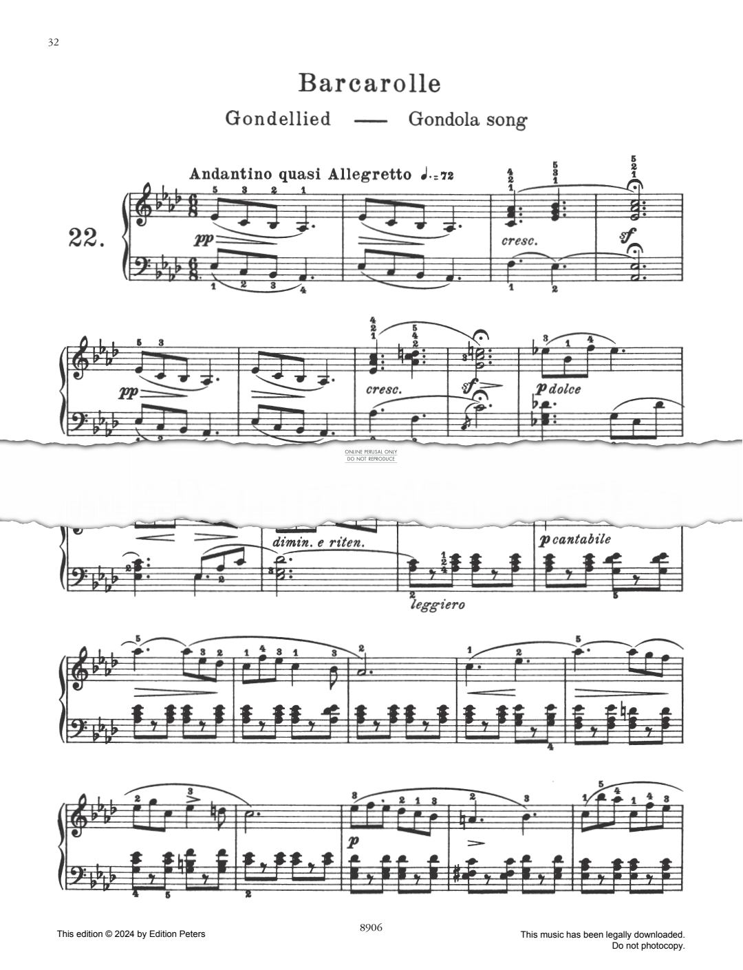 Produktbild zu: Barcarolle Op. 100 No. 22
