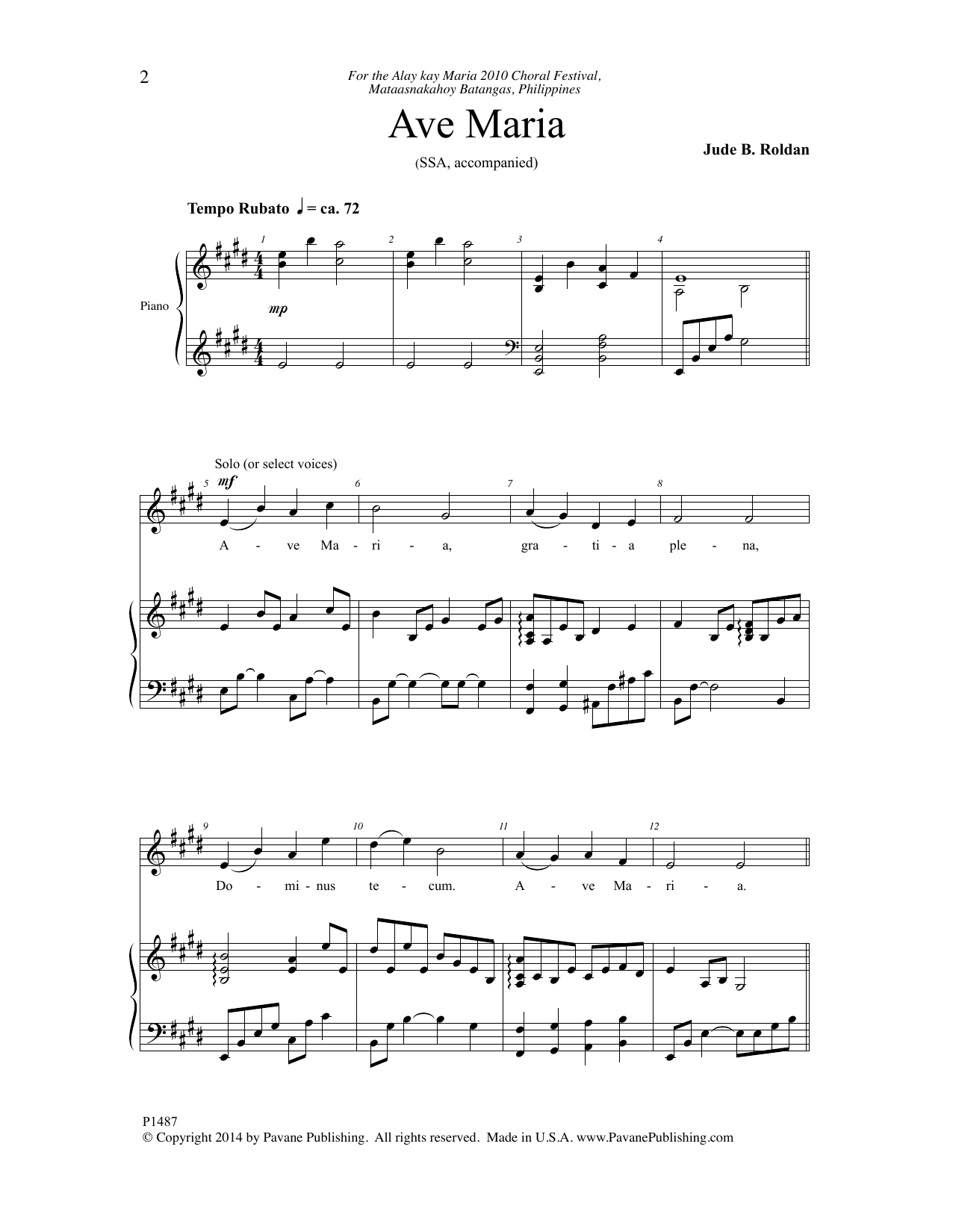 Produktgalerie: Seite 1 von 1 Ave Maria, Jude B. Roldan, Chor