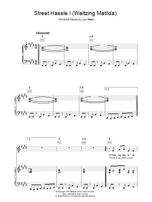 Produktgalerie: Seite 1 von 1 Street Hassle I, Lou Reed, Gesang, Gitarre, Klavier