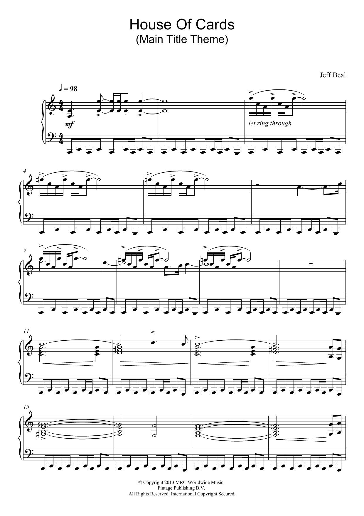 Product gallery: Page 1 of 1 House Of Cards (Main Title Theme), Jeff Beal