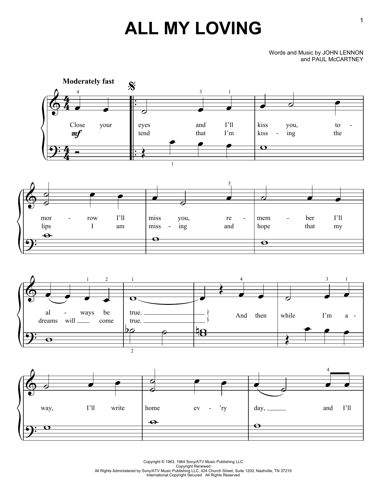 Produktgalerie: Seite 1 von 1 All My Loving, The Beatles, Klavier