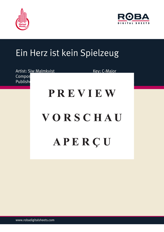 Produktgalerie: Seite 2 von 4 Ein Herz ist kein Spielzeug, Malmkvist, 	Siw, Klavier und Gesang