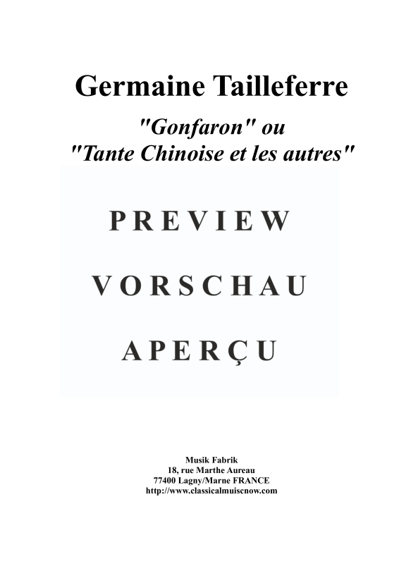 Produktgalerie: Seite 2 von 11 Gonfaron or Tante Chinoise et Les Autre, , Flöte, B-Klarinette, Fagott, Trompete in C, Pauken, Schlagzeug, Harfe, Klavier, Violine, Kontrabass