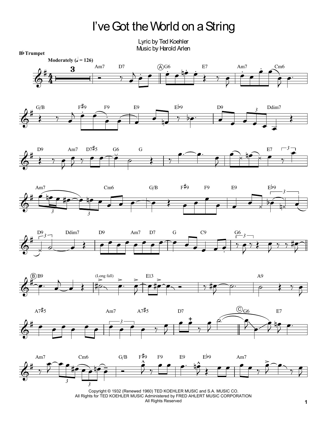 Produktgalerie: Seite 1 von 1 I've Got The World On A String, Louis Armstrong, Trompete