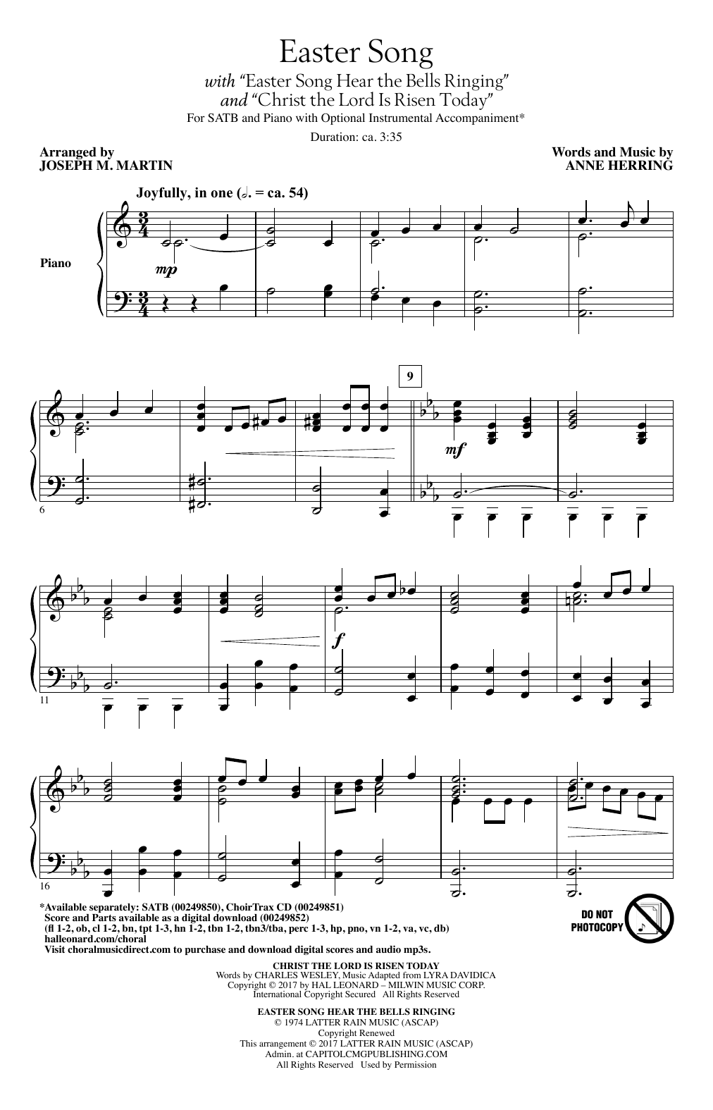 Product picture to: Easter Song (with Christ The Lord Is Risen Today)