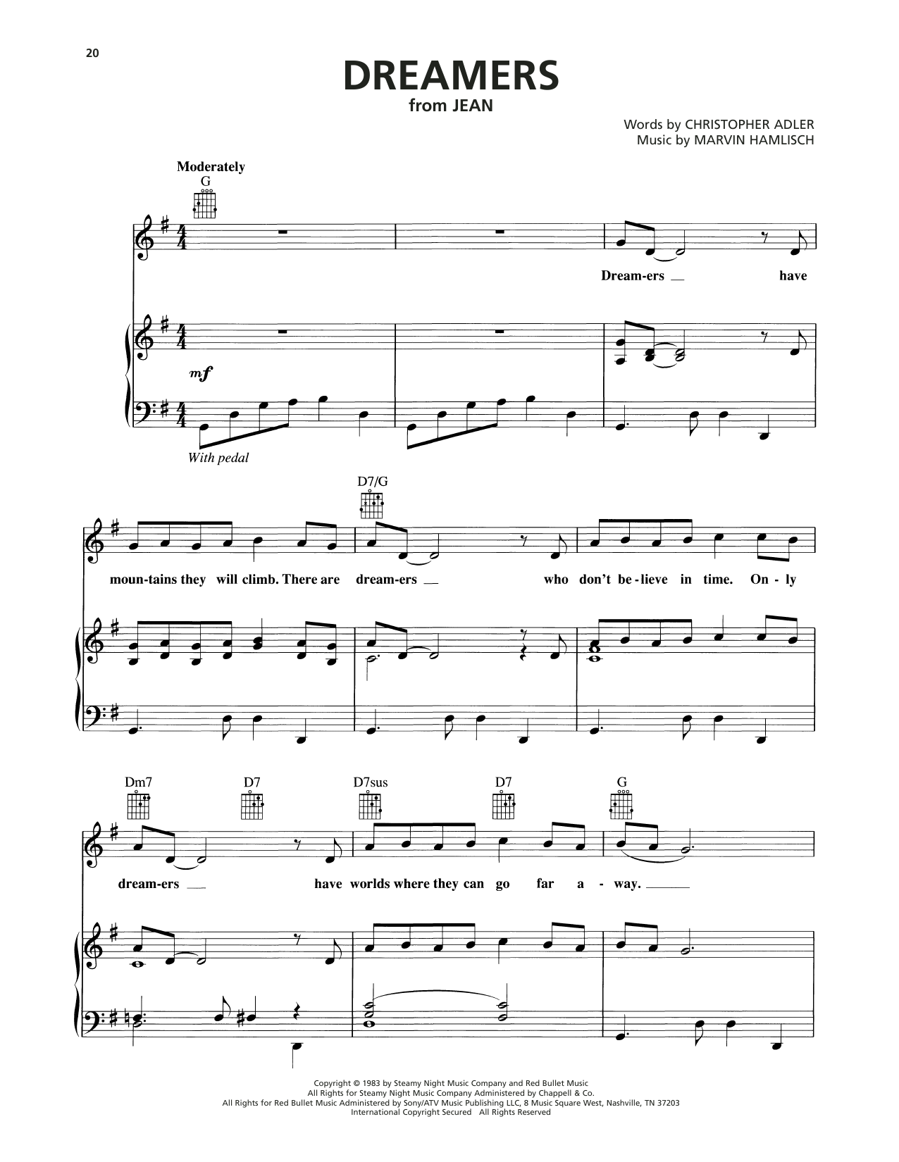Produktgalerie: Seite 1 von 1 Dreamers (from Jean), Marvin Hamlisch, Gesang, Gitarre, Klavier
