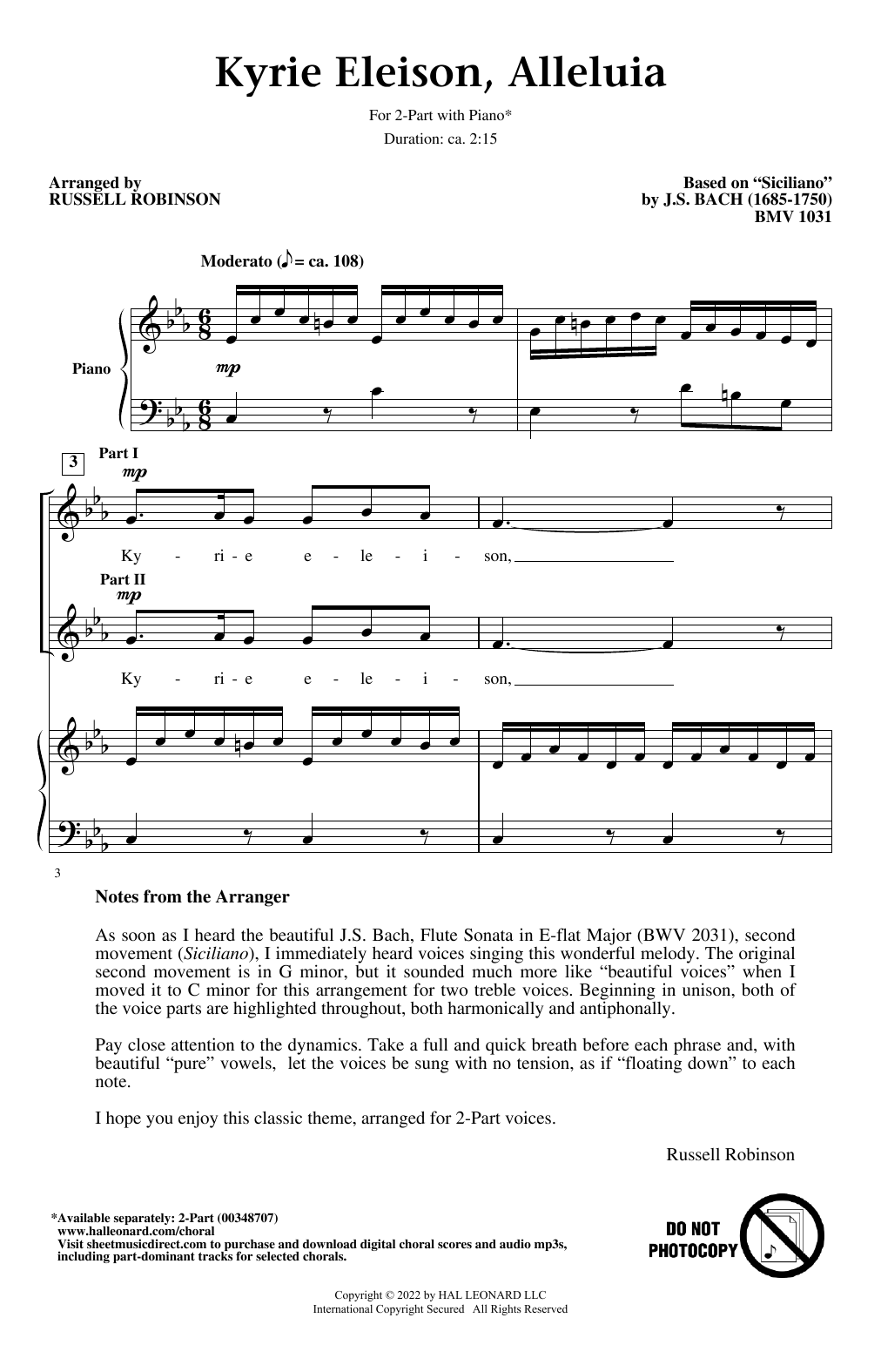 Produktgalerie: Seite 1 von 1 Kyrie Eleison, Alleluia (arr. Russell Robinson), J.S. Bach, Chor