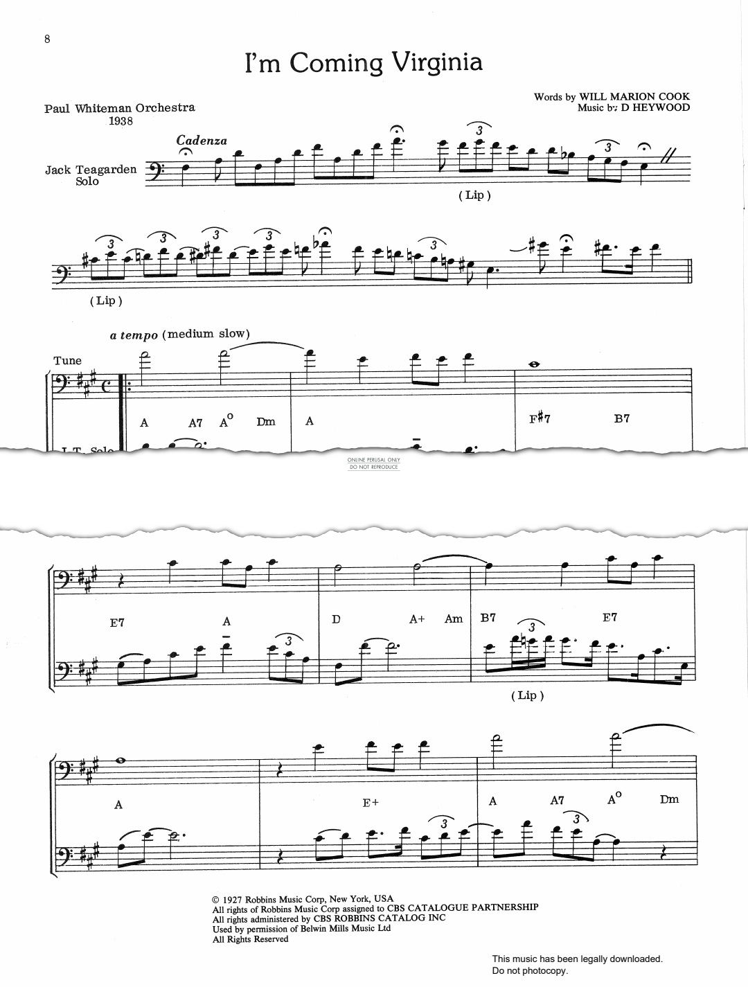 Product gallery: Page 1 of 1 I'm Coming Virginia, Jack Teagarden