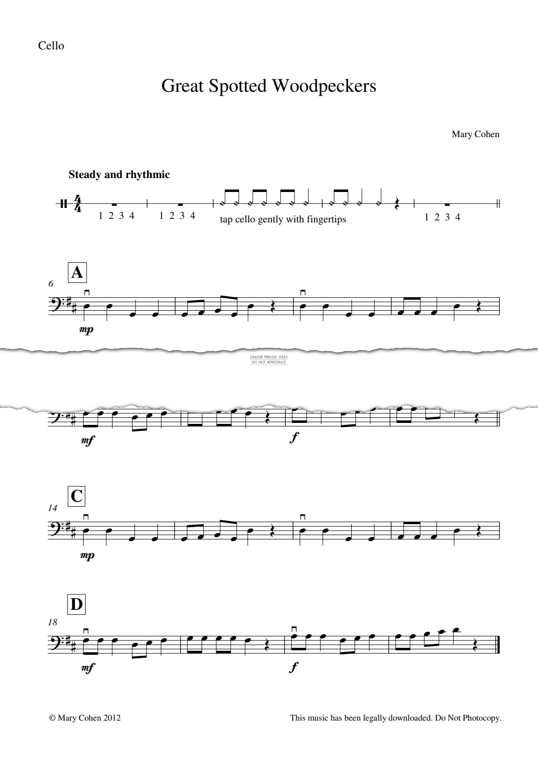 Produktgalerie: Seite 1 von 1 Great Spotted Woodpeckers, Mary Cohen, Violoncello