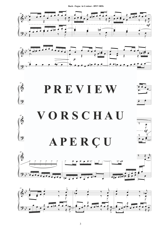 Produktgalerie: Seite 4 von 6 Fuge in G-Moll BWV 885b - Piano Version, , Klavier Solo