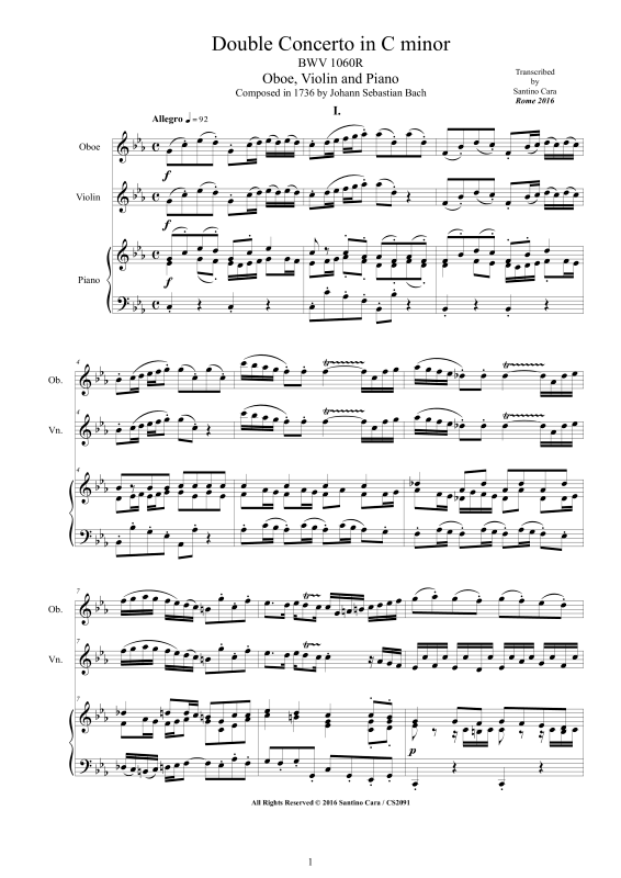 Produktbild zu: Doppel Konzert Oboe, Violine in C-Moll BWV 1060RJohann Sebastian Bach