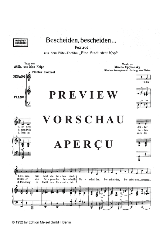 Produktgalerie: Seite 3 von 3 Bescheiden, bescheiden, , Klavier und Gesang