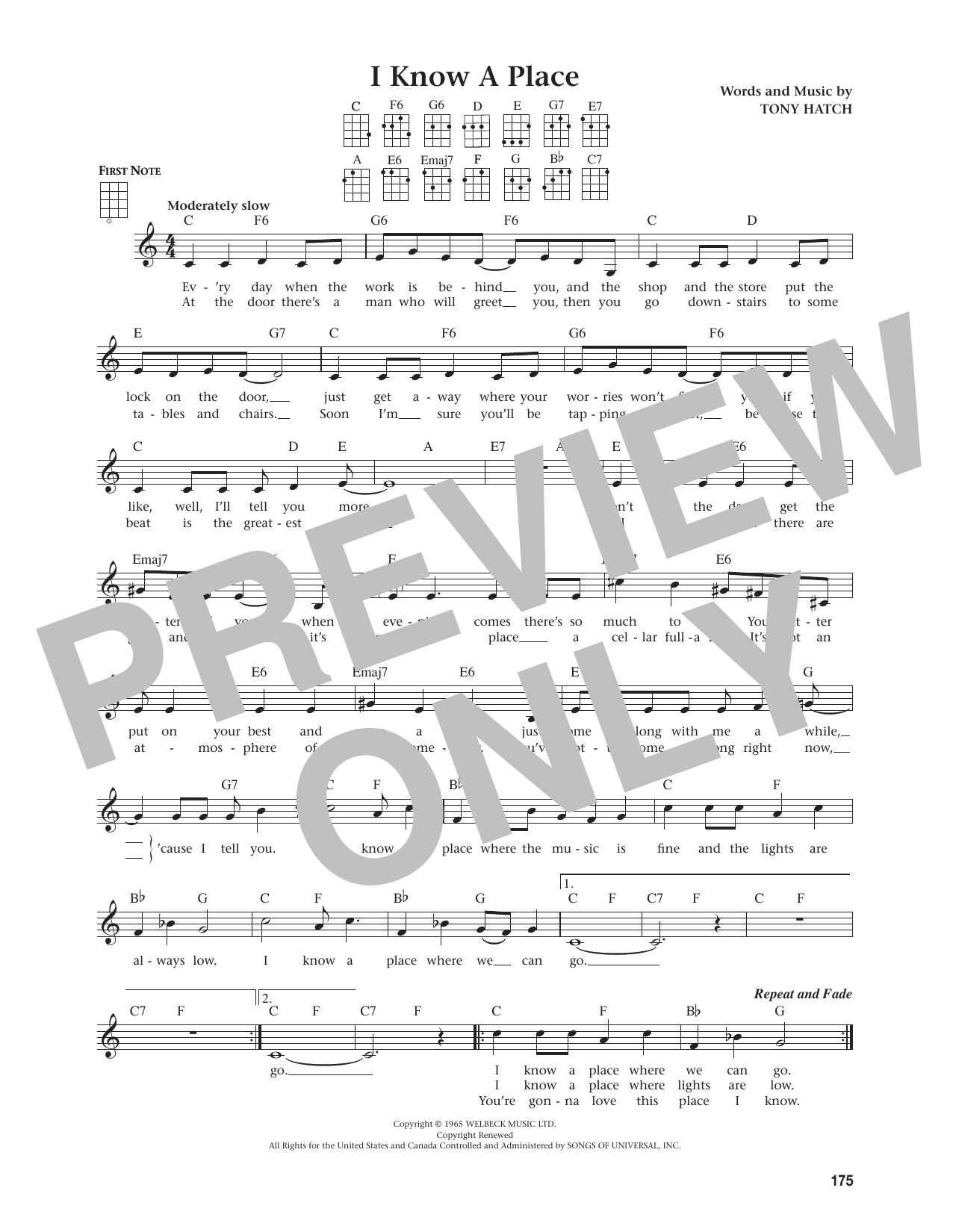 Produktgalerie: Seite 1 von 1 I Know A Place (from The Daily Ukulele) (arr. Jim Beloff), Petula Clark, Ukulele