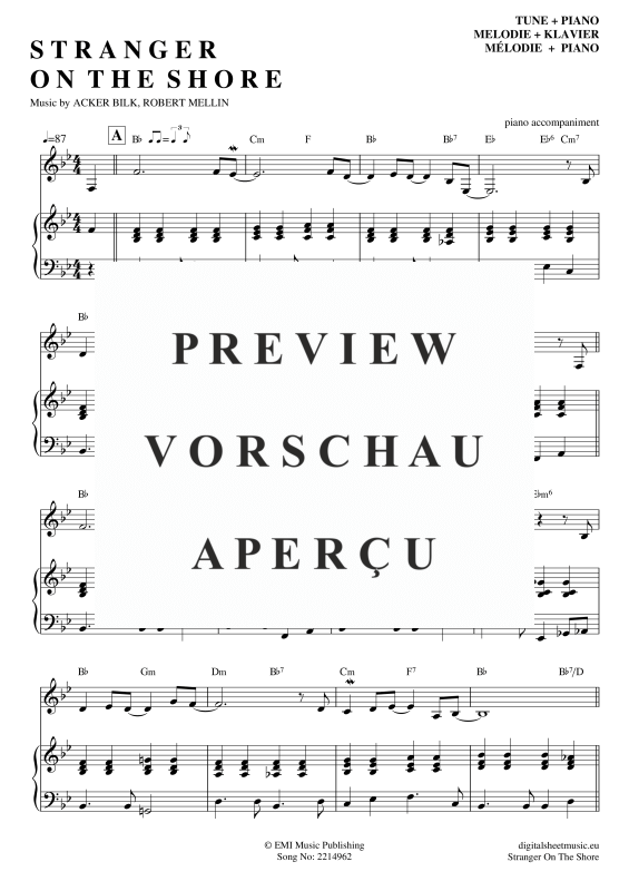 Product gallery: Page 2 of 5 Stranger On The Shore , Bilk, Acker, Voice with Piano Accompaniment