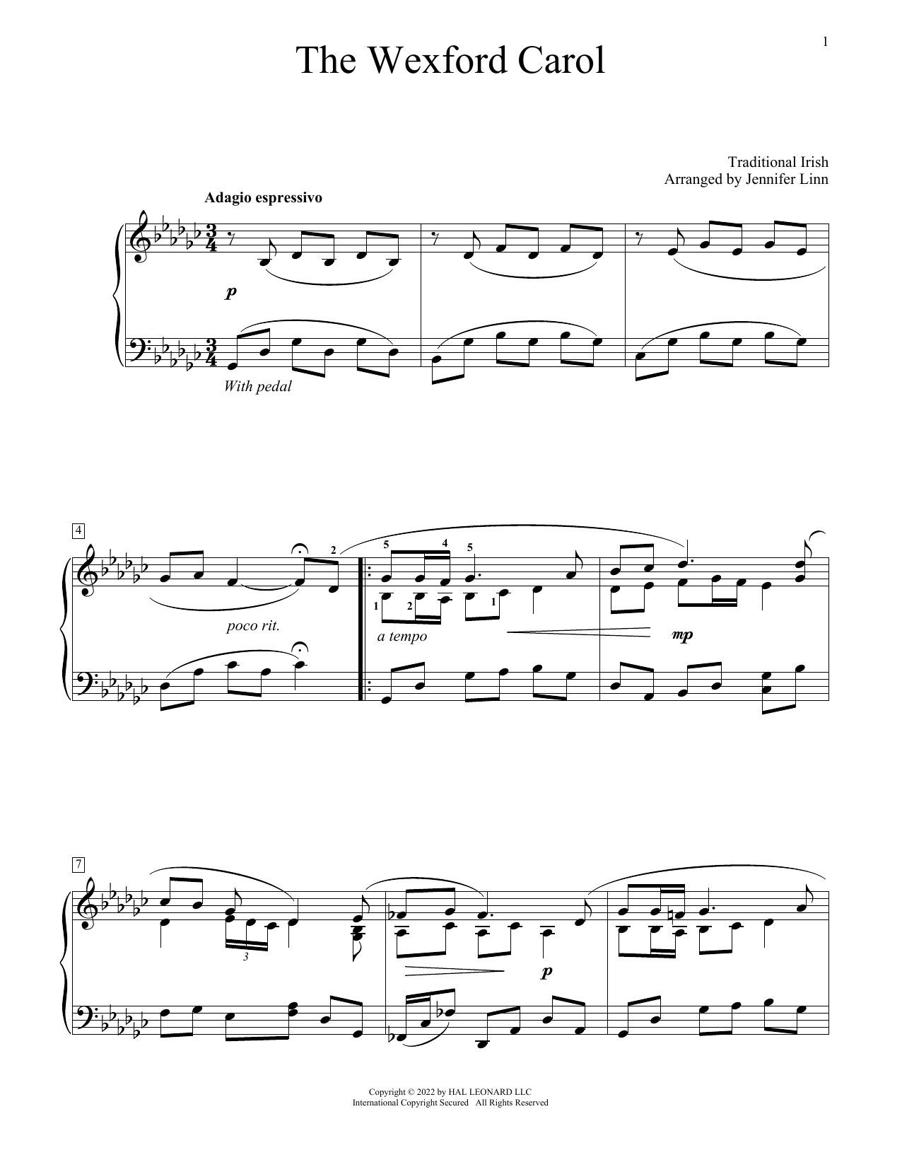 Product gallery: Page 1 of 1 The Wexford Carol (arr. Jennifer Linn), Traditional Irish