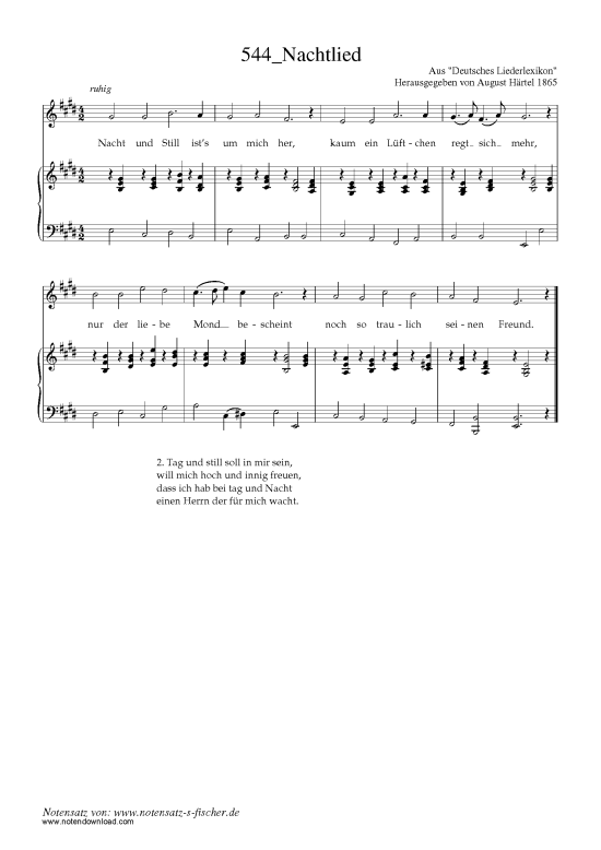 Product picture to: Nachtlied Aus "Deutsches Liederlexikon" A. Härtel (1865)