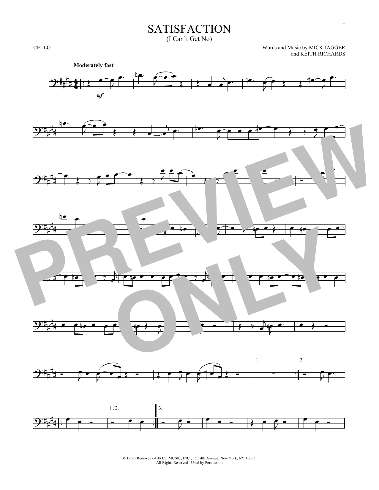 Produktgalerie: Seite 1 von 1 (I Can't Get No) Satisfaction, The Rolling Stones, Violoncello