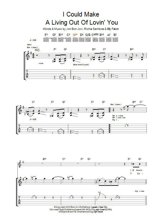 Produktgalerie: Seite 1 von 1 I Could Make A Living Out Of Lovin' You, Bon Jovi, Gitarre