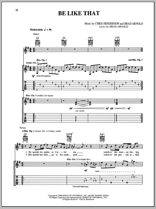 Produktgalerie: Seite 1 von 1 Be Like That, 3 Doors Down, Gitarre