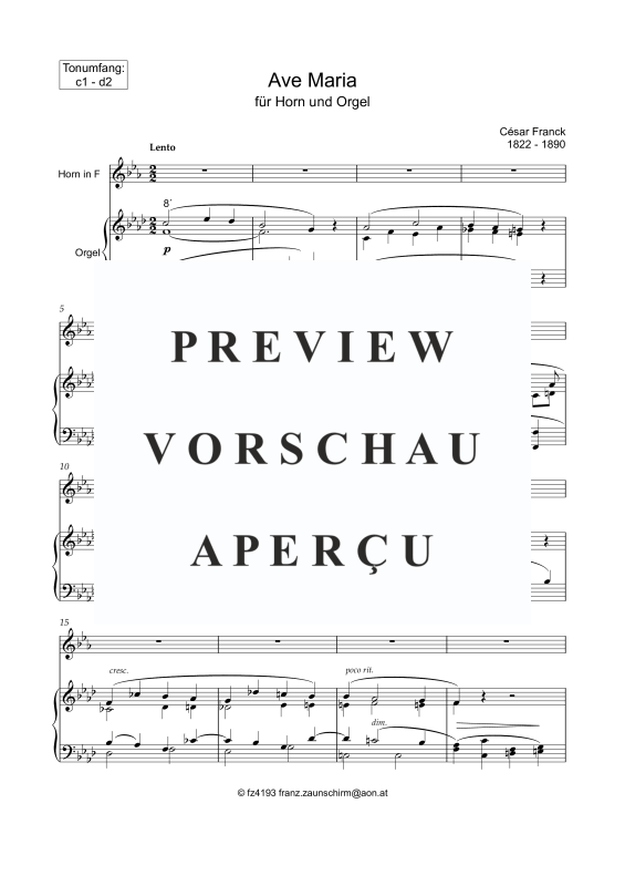 Produktgalerie: Seite 2 von 10 Ave Maria, , Horn und Orgel