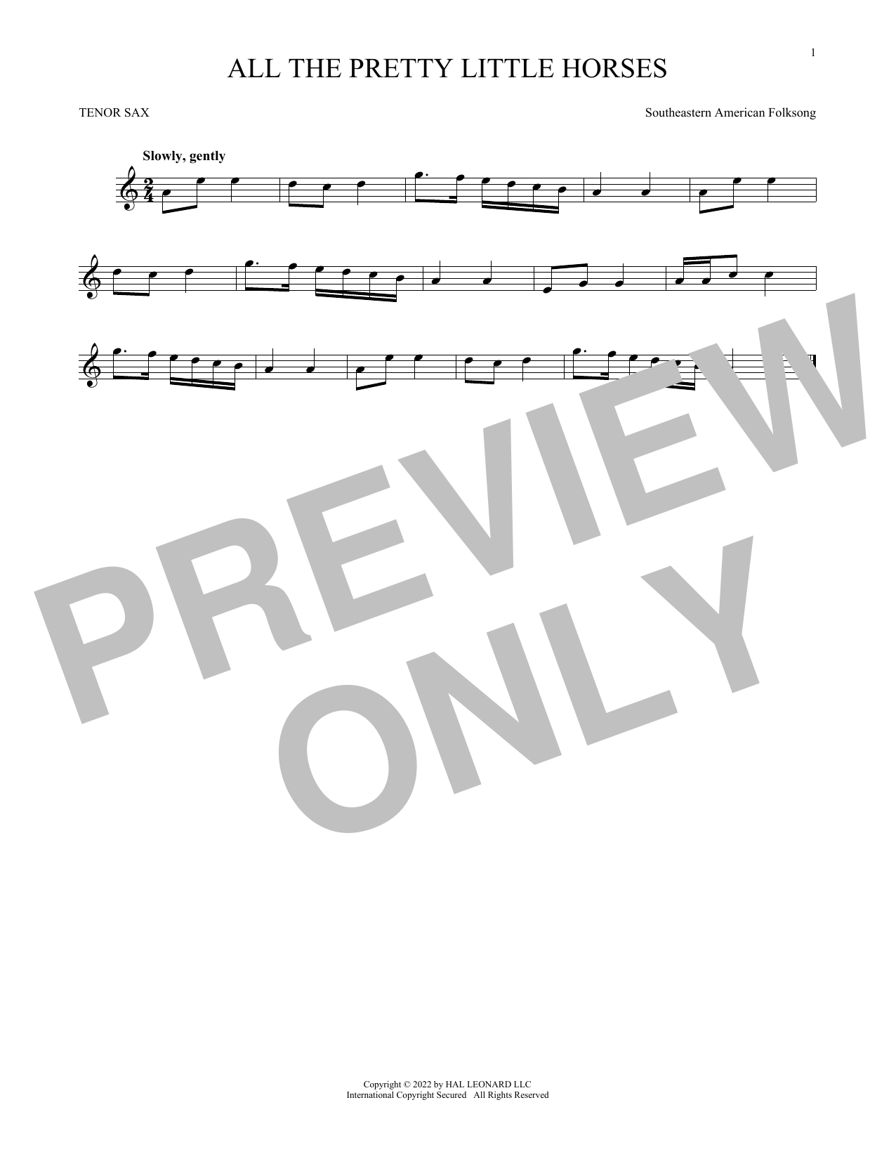 Product gallery: Page 1 of 1 All The Pretty Little Horses, Southeastern American Folksong