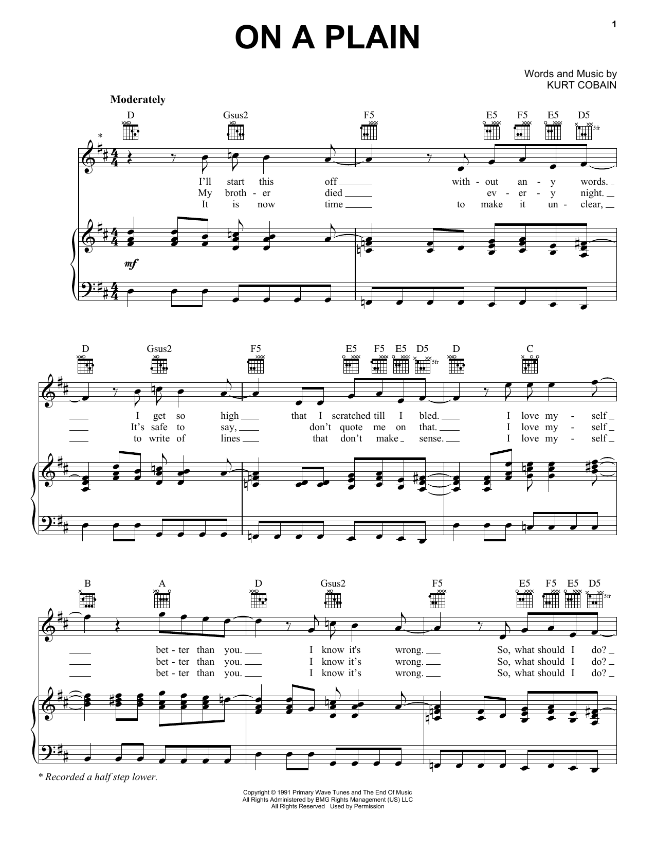 Produktgalerie: Seite 1 von 1 On A Plain, Nirvana, Gesang, Gitarre, Klavier