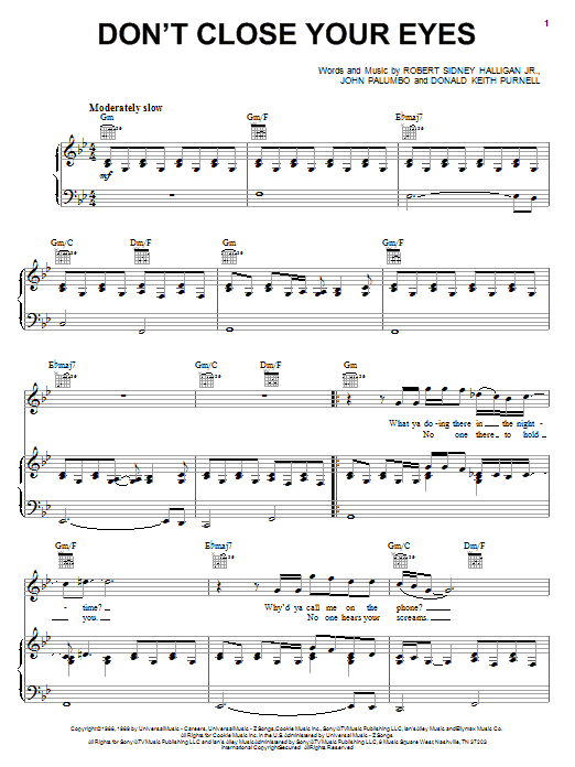 Produktgalerie: Seite 1 von 1 Don't Close Your Eyes, Kix, Gesang, Gitarre, Klavier